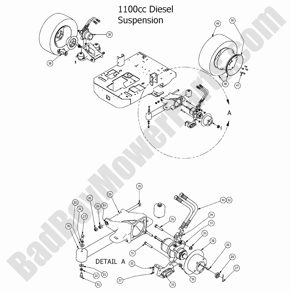 1564 - Bad Boy Mower Parts Lookup > 2017 > Diesel - 1100cc > Wheel Motors & Rear Suspension